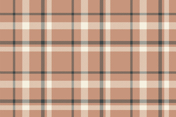 Plaid background, check seamless pattern in beige. Vector fabric texture for textile print, wrapping paper, gift card or wallpaper.