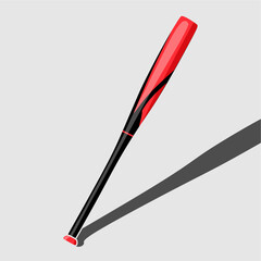 illustration of a baseball bat in black and red combination. baseball bat flat design for poster design, baseball championship design, sport event design