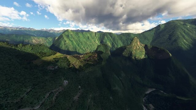 Aerial view of Machu Picchu; Urubamba. Peru