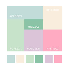 Color element. Trendy pallete of color. Cozy color pallete. Swatch summer candy shade tone with hex code. Nft pastel colors. Super trendy color