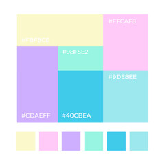 Color element. Trendy pallete of color. Cozy color pallete. Swatch summer candy shade tone with hex code. Nft pastel colors. Super trendy color