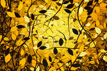 Fototapeta na wymiar Autumn background with yellow leaves, Generative AI