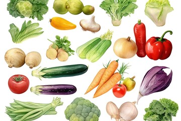 ripe and juicy fruits and vegetables background, Ai