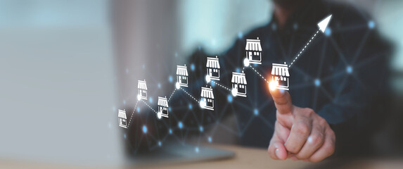 Franchise business e-commerce online e-marketplace or digital marketing branch expansion for growth...