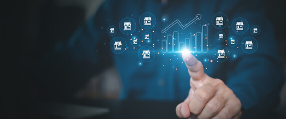 Franchise business e-commerce online e-marketplace or digital marketing branch expansion for growth...