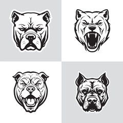 Pitbull Logo Set. Premium Vector Design Illustration.