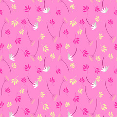 summer floral seamless pattern of herbs, daisies for fabric, wallpaper