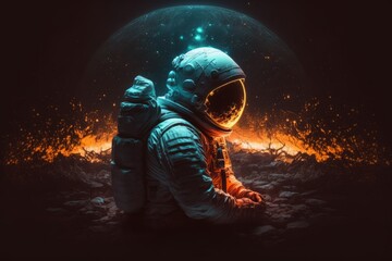 Obraz na płótnie Canvas Astronaut in outer space. Astronaut in a spacesuit., generative ai