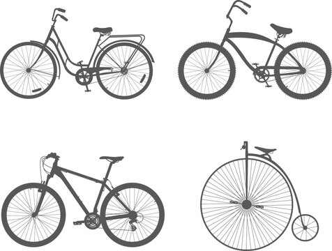 Bicycle icon on white background. Set
