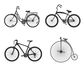 Bicycle icon on white background. Set
