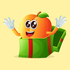 Cute apricot character receiving gifts