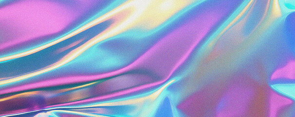 abstract holographic background foil texture.
90s / Vaporwave / grain texture / pastel colors / rainbow colors / noise / metallic / ai generated 