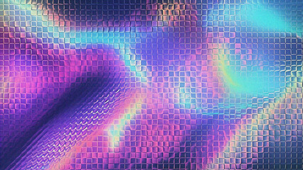 abstract and distorted holographic background texture.
90s / Vaporwave / grain texture / pastel colors / rainbow colors / noise / metallic / ai generated