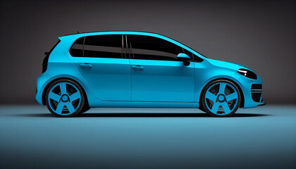 Naklejka premium Blank surface on blue city car for your creative touch, Generative AI