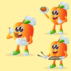 Cute apricot character in the kitchen
