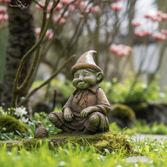 Fototapeta premium Gnome in a garden. Generative AI.