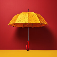 Umbrella on red background. Generative AI.