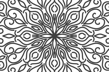 Beautiful simple caleidoscope flowers line art pattern 