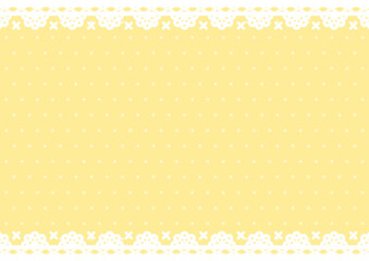 背景　レースの縁取りとドット柄　黄色