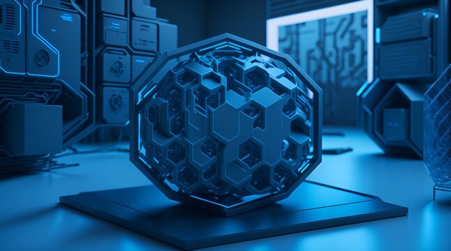 A lab with futuristic  super quantum computer