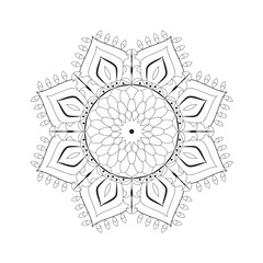 Interior coloring book page. Circular pattern in mandala form. Henna tatoo mandala. Mehndi style. Decorative pattern in oriental style.