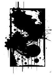Black ink blob on white background