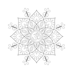 Interior Coloring book page. Circular pattern in mandala form. Henna tatoo mandala. Mehndi style. Decorative pattern in oriental style.
