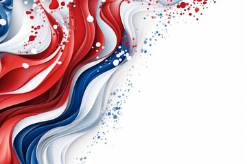 Patriotic Red, White, and Blue Abstract Background with Room for Text on a White Backdrop. AI