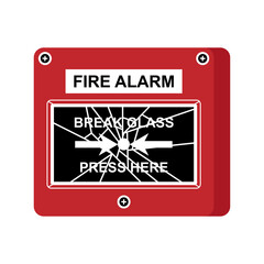 Fire alarm glass break icon isolated on background
