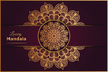 Luxury ornamental geometric arabesque decorative with golden mandala background template design