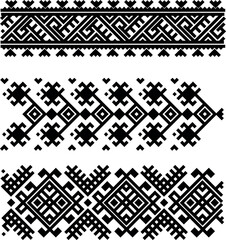 Set of 3 Ukrainian Ornament Compositions. For postcards, posters, interior and fabric printing