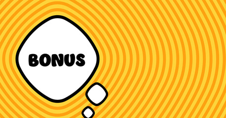 Speech bubble with bonus text. Boom retro comic styl. Pop art style. Vector line icon for Business and Advertising