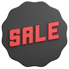 black sale label 3d illustration