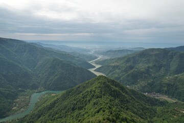 Naklejka premium Panorama of mountains landscape in Adjara