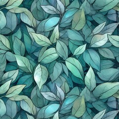 Obraz na płótnie Canvas Seamless pattern of fresh green foliage leaves in the background. Ideal for eco-friendly designs. Generative AI