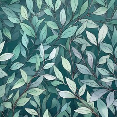 Seamless pattern of fresh green foliage leaves in the background. Ideal for eco-friendly designs. Generative AI