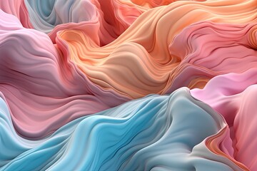 An ethereal and dreamy pastel background illustration with flowing violet and turquoise liquid. Generative AI