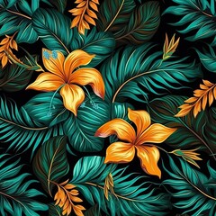 Seamless pattern of fresh green foliage leaves in the background. Ideal for eco-friendly designs. Generative AI