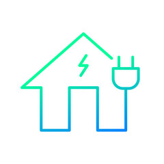 Electric charging at home icon, Ev charging point station, Stroke outline design, Vector illustration