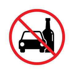 Don't drink and drive pictogram sign, Prohibition symbol, Simple flat design, Vector Illustration