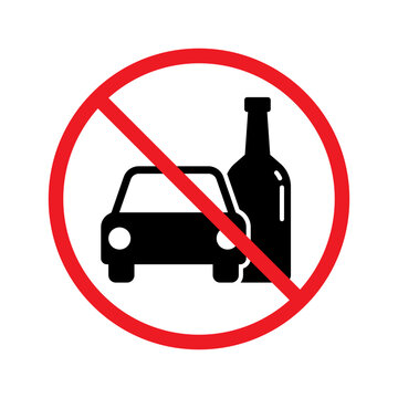 Don't drink and drive pictogram sign, Prohibition symbol, Simple flat design, Vector Illustration