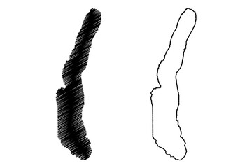 Lake Miedwie (Republic of Poland) map vector illustration, scribble sketch Jezioro Miedwie, Madüsee, Madüesee, Madüe, Maddüie map