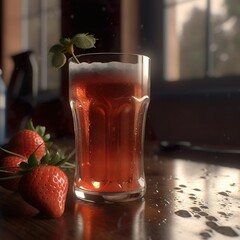 Generative AI - Bier mit Erdbeere