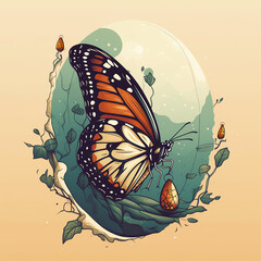 A butterfly emerging from its cocoon, representing transformation and newfound freedom. Generative AI.
