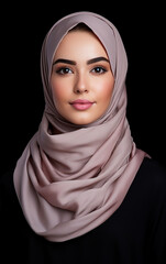 Naklejka premium Elegant portrait of a Muslim woman in hijab, symbolizing her deep connection to her faith.