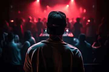 Unrecognizable dj in a disco club. AI generative