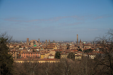Fototapeta premium wide panorama of city bologna in italy in winter