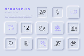 News icon set. Newspaper, information, press, media, journalism. News concept. Vector line icon for Business and Advertising