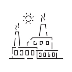 Vector city or nature, landscape vector illustration in linear style. Buildings and clouds. Summer, spring season