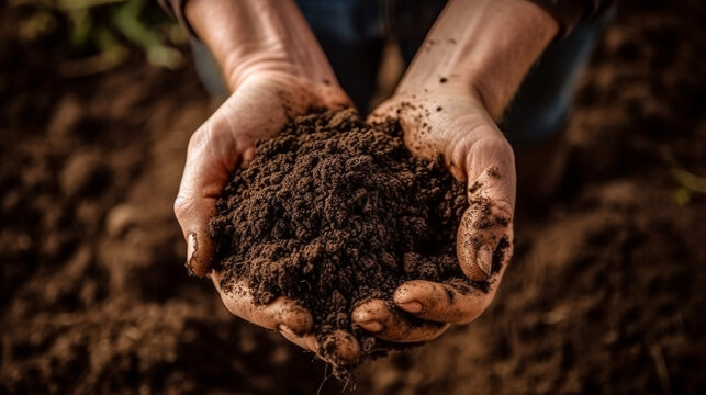 hands holding soil